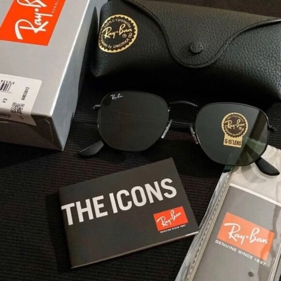 NEW Ray Ban Hexagonal Flat Lenses Black RB3548N - Picture 4 of 8